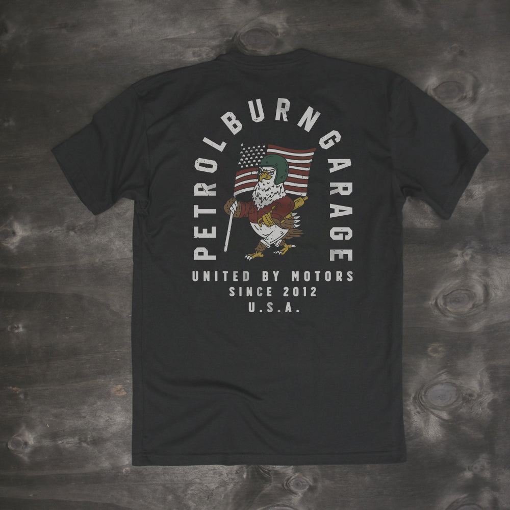 Americana inspired eagle design moto lifestyle t-shirt 